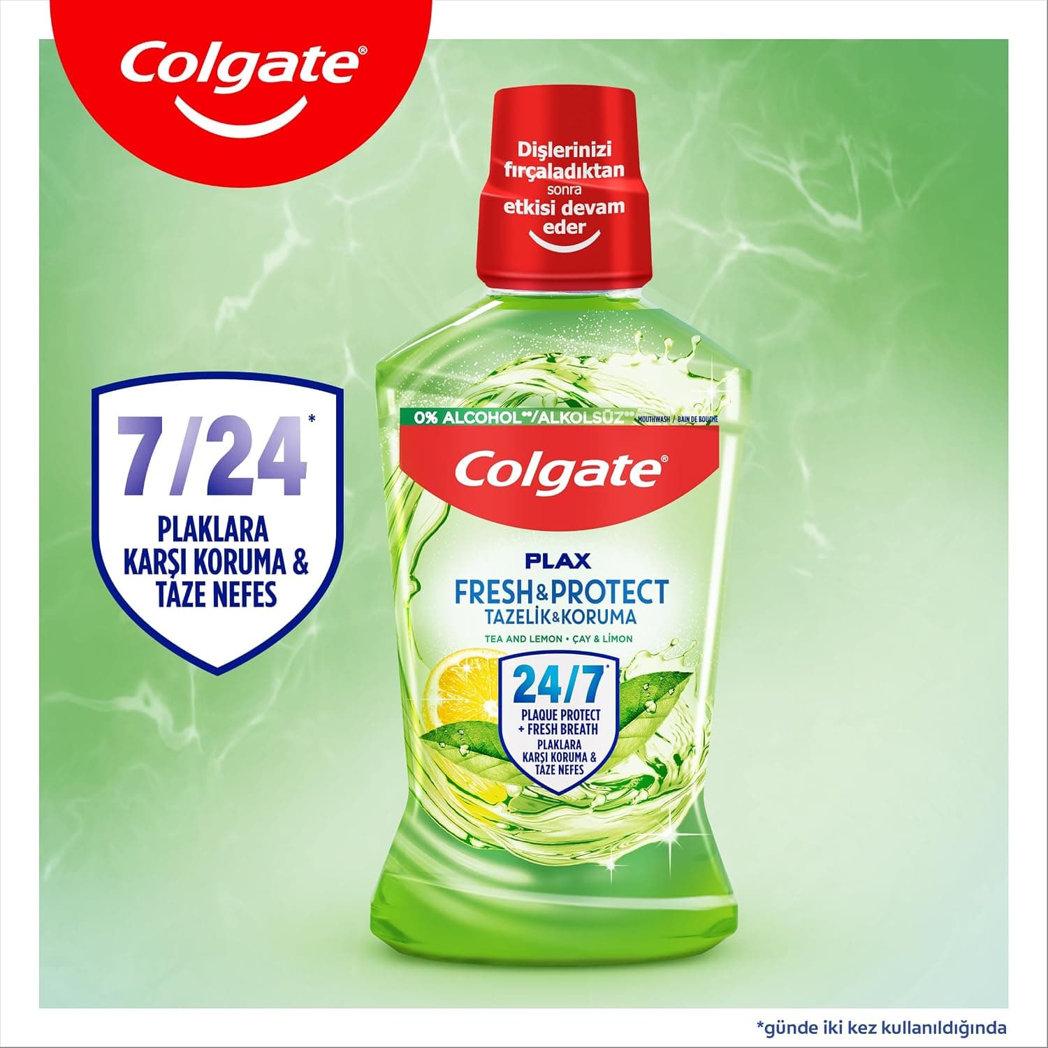 دهانشویه Colgate Plax با طعم چای و لیمو ضد پلاک 500 mL دهانشویه Colgate Plax با طعم چای و لیمو ضد پلاک 500 mL