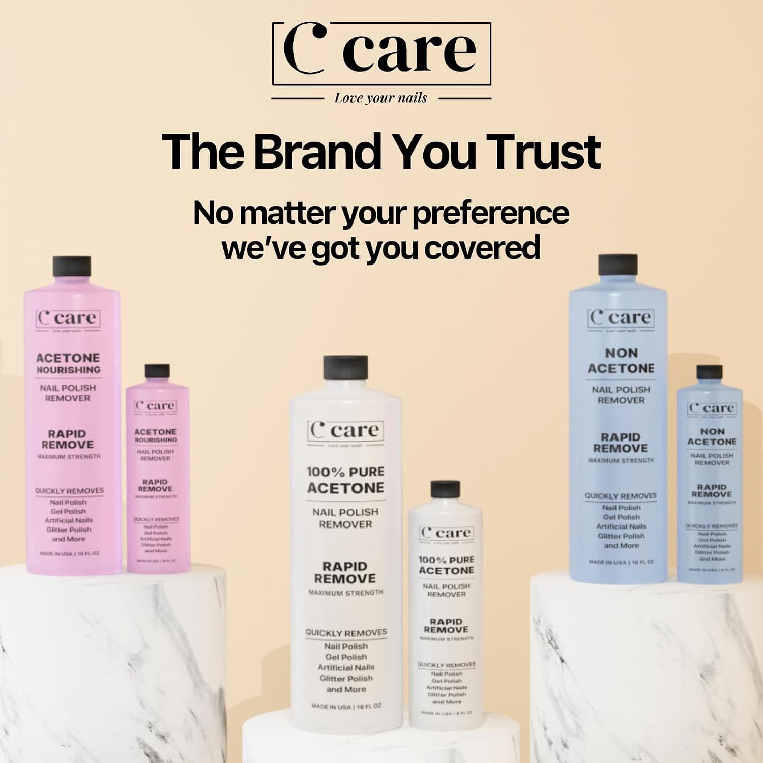 پاککننده لاک ناخن C CARE با استون خالص 100% برای لاک ژل، اکریلیک، شلاک و اکلیلی 8 Fl oz پاککننده لاک ناخن C CARE با استون خالص 100% برای لاک ژل، اکریلیک، شلاک و اکلیلی 8 Fl oz
