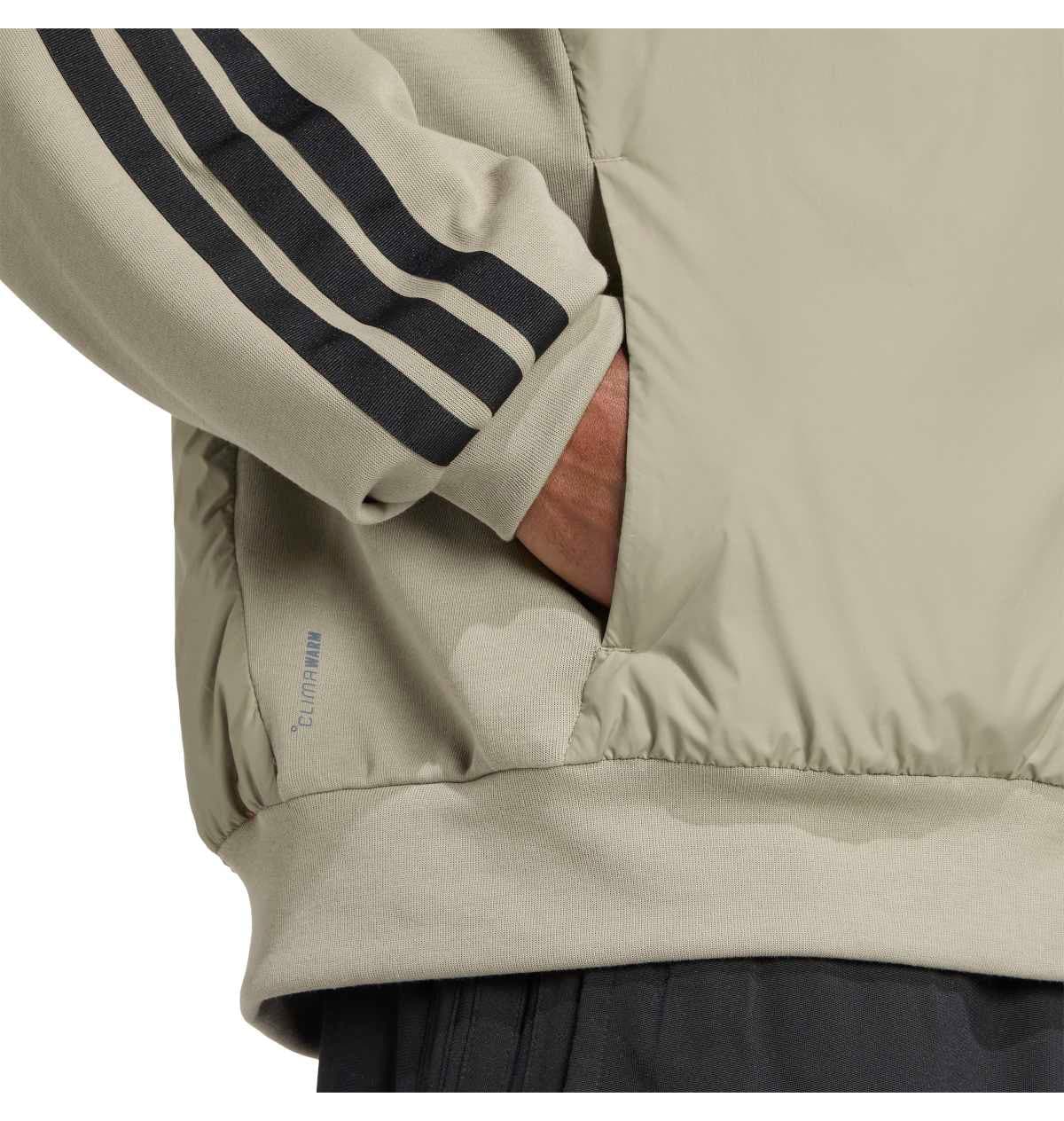 ژاکت مردانه adidas Essentials 3 Stripes بژ با کلاه ژاکت مردانه adidas Essentials 3 Stripes بژ با کلاه
