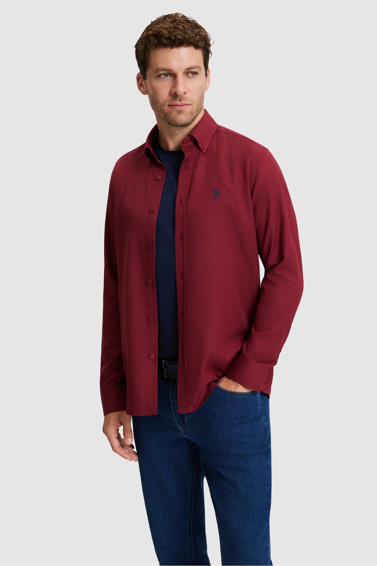 پیراهن مردانه آستینبلند ساده زرشکی U.S. Polo Assn. مدل 50324708-VR014 پیراهن مردانه آستینبلند ساده زرشکی U.S. Polo Assn. مدل 50324708-VR014