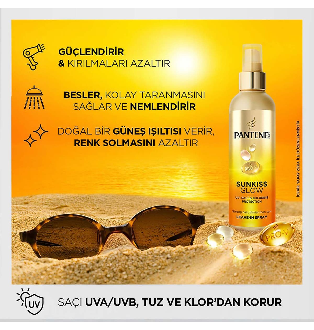 اسپری مو Pantene Pro-V Sunkiss Glow محافظ خورشید و کلر بدون آبکشی 200ML اسپری مو Pantene Pro-V Sunkiss Glow محافظ خورشید و کلر بدون آبکشی 200ML