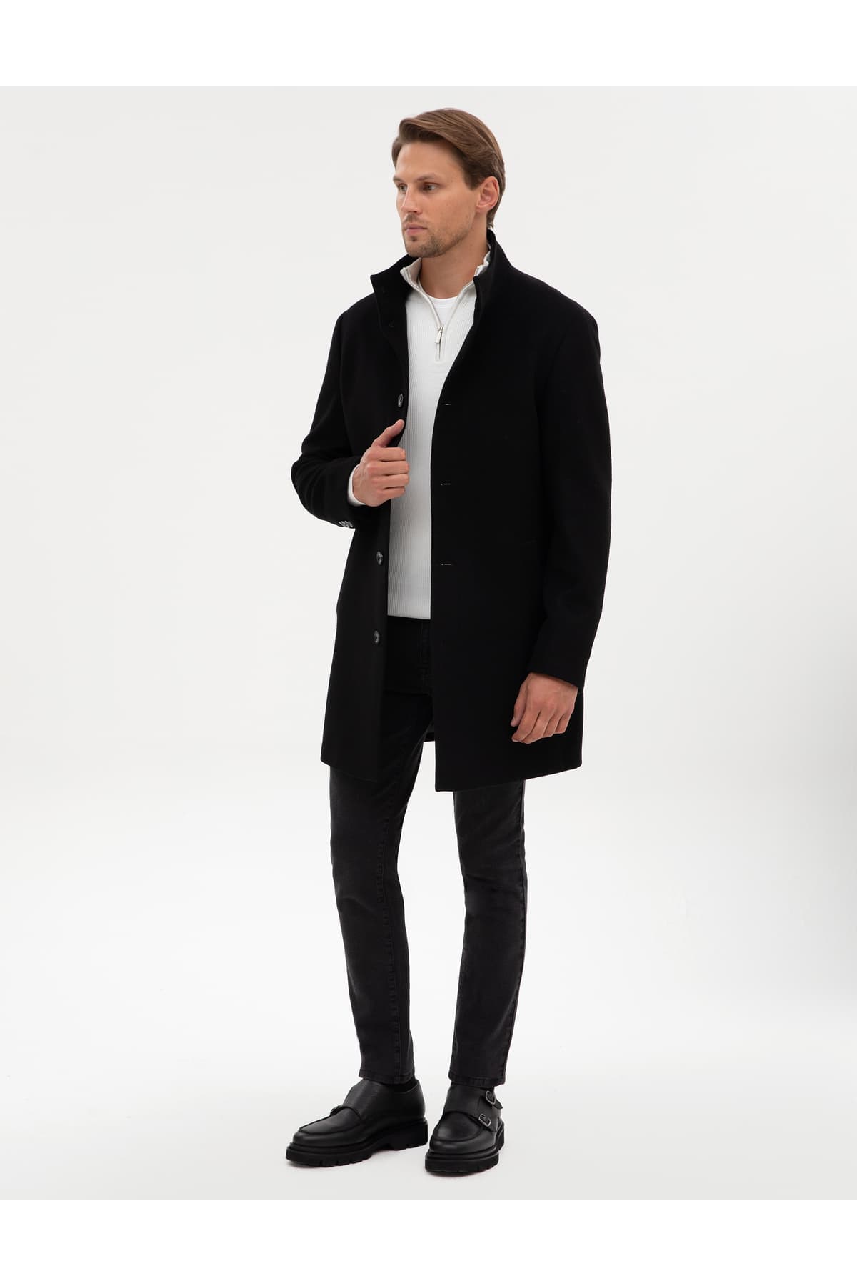 پالتو مردانه Pierre Cardin مشکی فیت اسلیم با ترکیب پشم مدل 50317440-VR046 پالتو مردانه Pierre Cardin مشکی فیت اسلیم با ترکیب پشم مدل 50317440-VR046