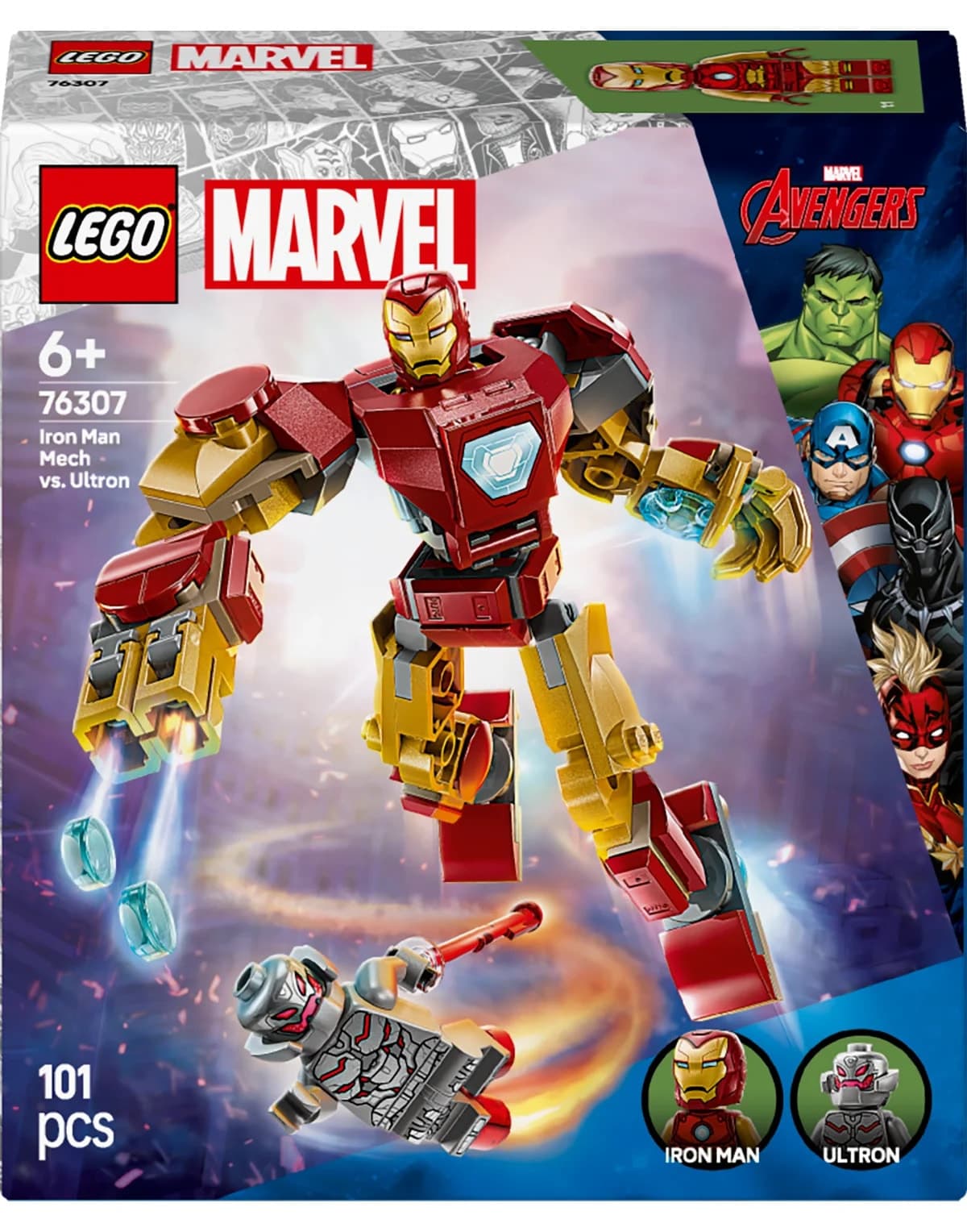 لگو Marvel ربات Iron Man در برابر Ultron برای کودکان مدل 76307، 6+ (101 قطعه) لگو Marvel ربات Iron Man در برابر Ultron برای کودکان مدل 76307، 6+ (101 قطعه)