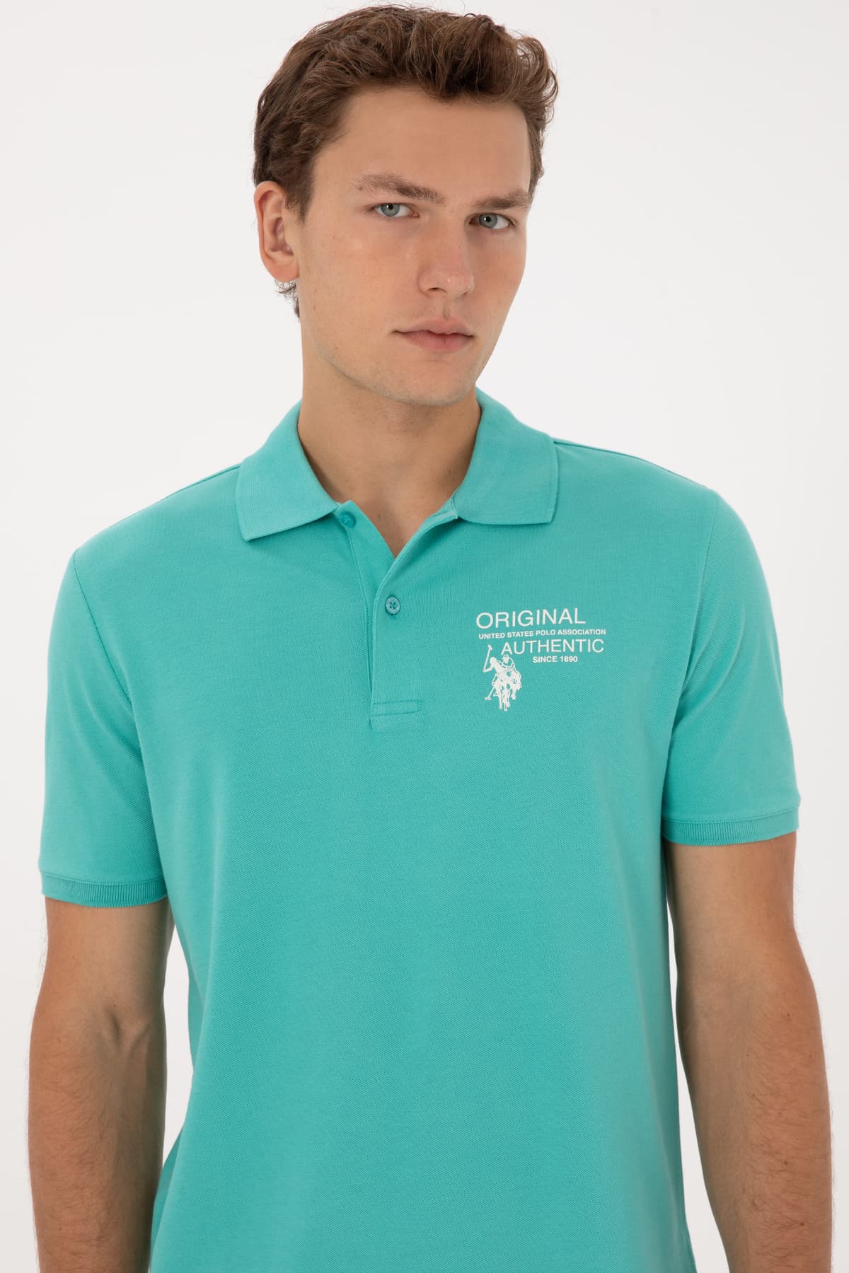 تیشرت مردانه U.S. Polo Assn. نعنایی فیت معمولی یقه پولو مدل 50324903-VR090 تیشرت مردانه U.S. Polo Assn. نعنایی فیت معمولی یقه پولو مدل 50324903-VR090