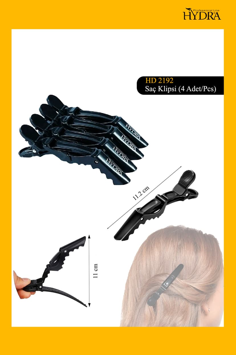 گیره مو زنانه Hydra Professional Line سالنی مشکی مدل Hd-2192 ۴ عددی گیره مو زنانه Hydra Professional Line سالنی مشکی مدل Hd-2192 ۴ عددی