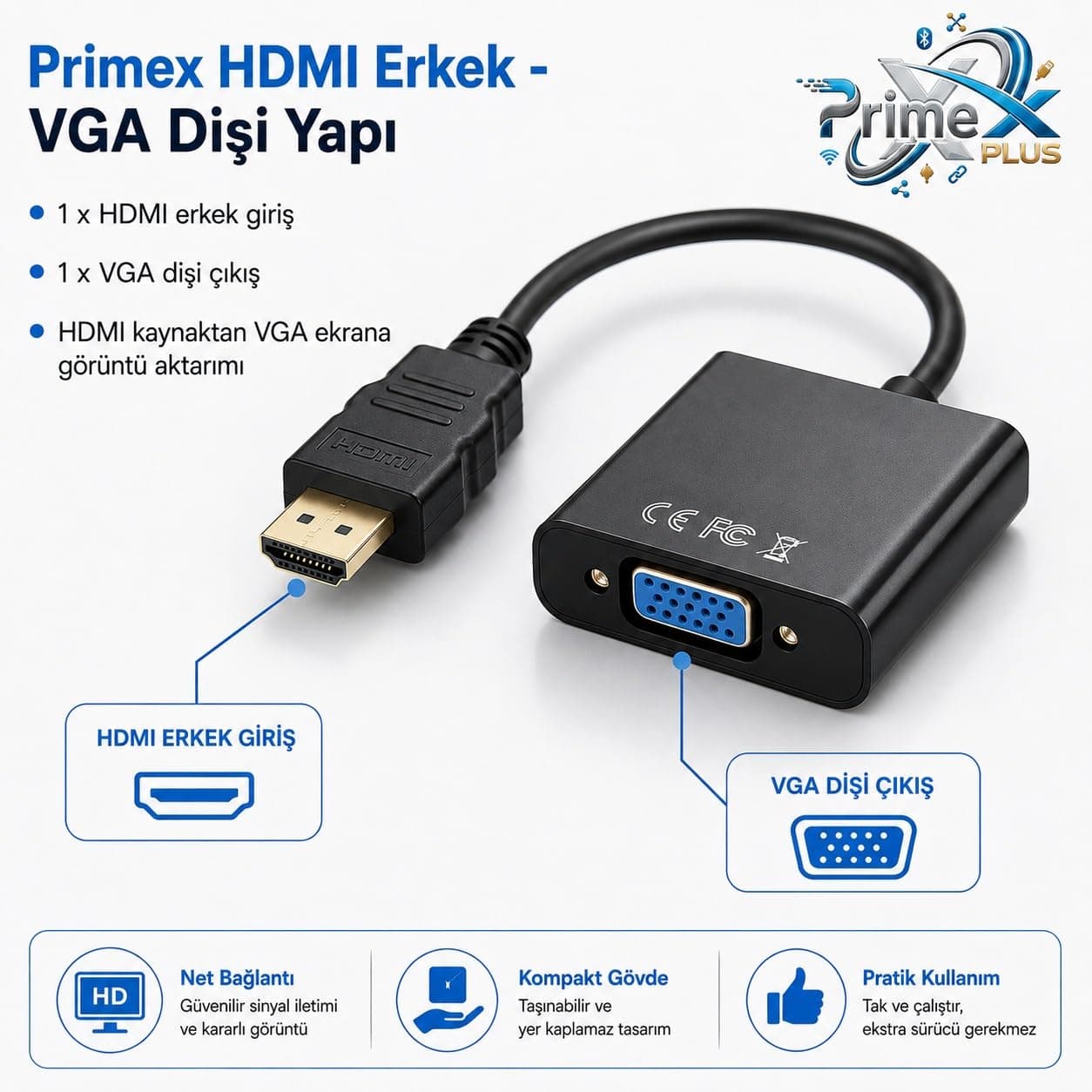 مبدل HDMI به VGA PrimeX Plus با HDMI نر و VGA ماده، 30 cm، Full HD، مدل PX-1240S مبدل HDMI به VGA PrimeX Plus با HDMI نر و VGA ماده، 30 cm، Full HD، مدل PX-1240S