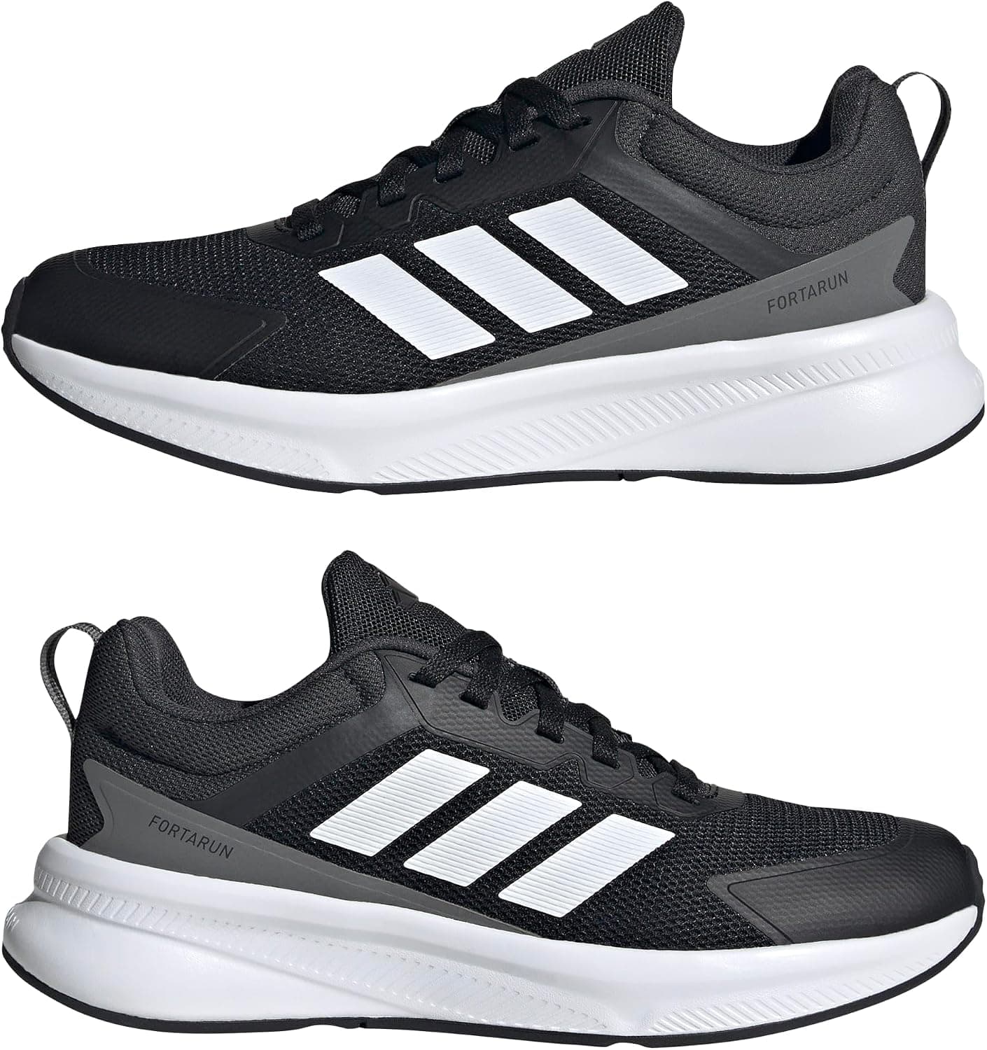 کفش بچگانه یونیسکس adidas مدل FortaRun 4.0 J با زیره کوتاه، مشکی/سفید/ذغالی، 37 1/3 کفش بچگانه یونیسکس adidas مدل FortaRun 4.0 J با زیره کوتاه، مشکی/سفید/ذغالی، 37 1/3