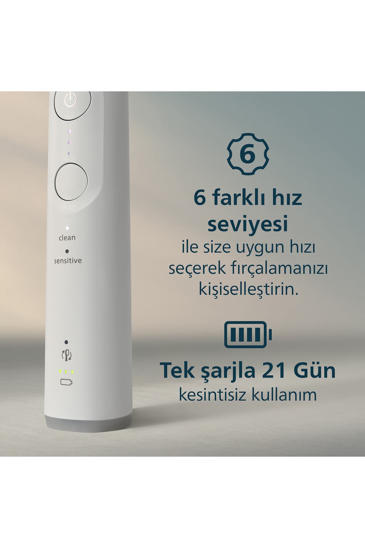 مسواک برقی Philips Sonicare 6100 با ۲۱ روز شارژدهی، محفظه سفر، بسیار ملایم، سفید مدل HX7400/06 مسواک برقی Philips Sonicare 6100 با ۲۱ روز شارژدهی، محفظه سفر، بسیار ملایم، سفید مدل HX7400/06