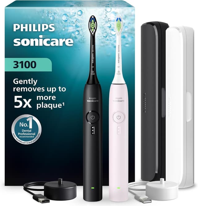 مسواک برقی سونیک شارژی دوقلو PHILIPS مشکی و صورتی پودری مدل HX4072/42 مسواک برقی سونیک شارژی دوقلو PHILIPS مشکی و صورتی پودری مدل HX4072/42