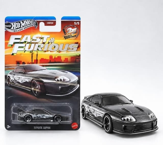 ماشین اسباببازی Hot Wheels سری نقرهای 25 سالگی Fast & Furious مدل Toyota Supra JKX24 HNR88 ماشین اسباببازی Hot Wheels سری نقرهای 25 سالگی Fast & Furious مدل Toyota Supra JKX24 HNR88