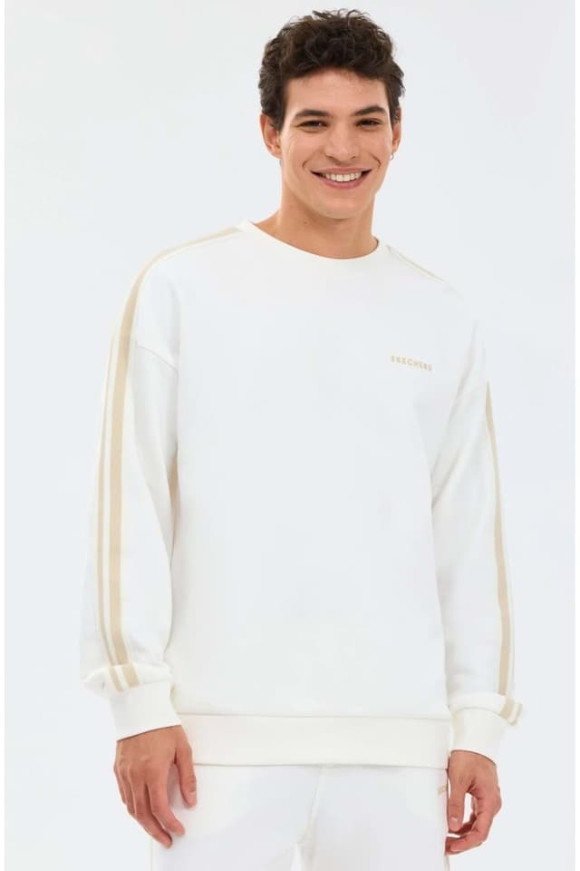 سوئیشرت مردانه Skechers فلیس یقه گرد سفید مدل S2610103 M سوئیشرت مردانه Skechers فلیس یقه گرد سفید مدل S2610103 M