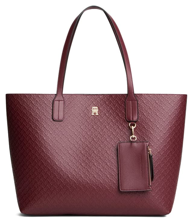 کیف دستی زنانه Tommy Hilfiger زرشکی مدل TH ICON TOTE MONO کیف دستی زنانه Tommy Hilfiger زرشکی مدل TH ICON TOTE MONO
