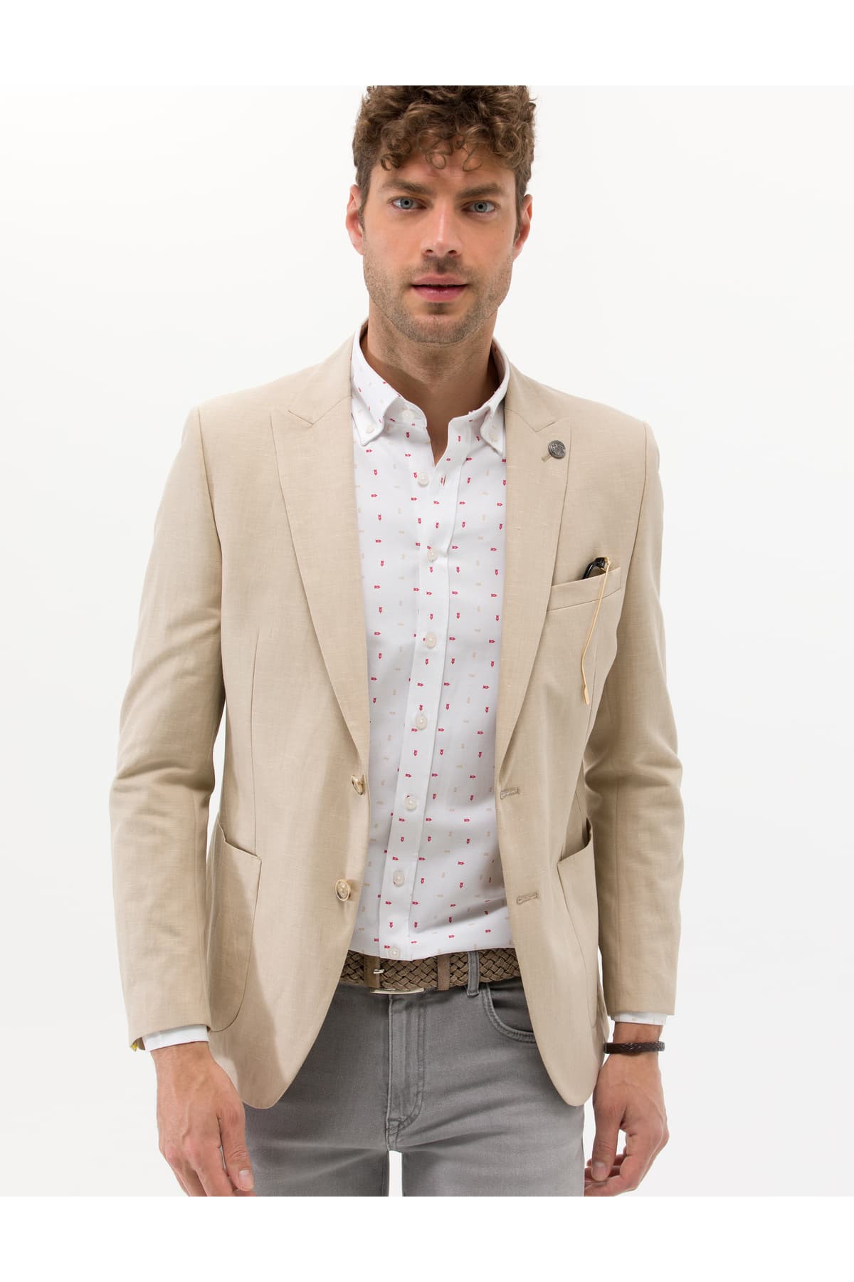 کت مردانه Pierre Cardin بژ Ex. Slim Fit کتان مخلوط مدل 50264886-VR011 کت مردانه Pierre Cardin بژ Ex. Slim Fit کتان مخلوط مدل 50264886-VR011