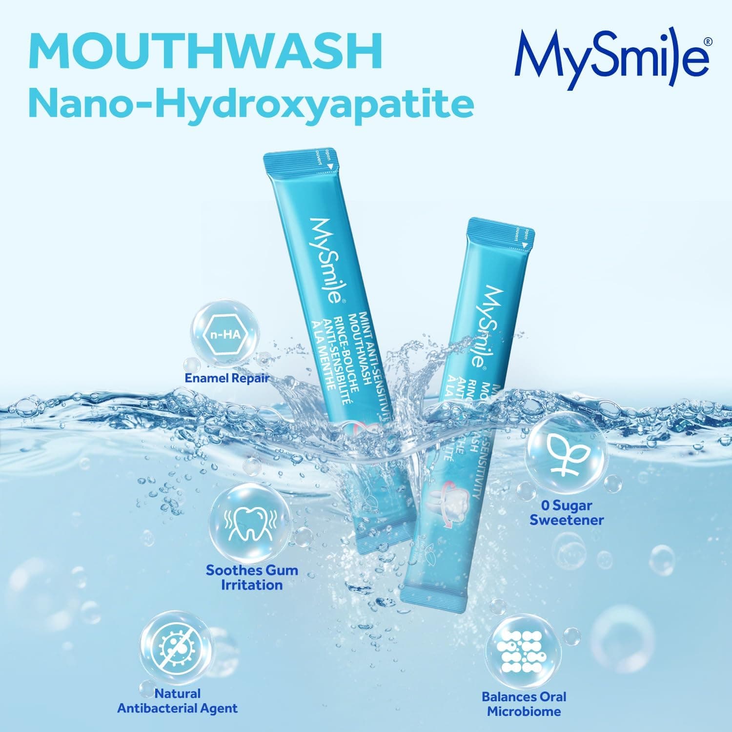 دهانشویه MySmile ضدحساسیت نانو هیدروکسی آپاتیت بدون فلوراید 0.41 Fl Oz بسته 30 عددی دهانشویه MySmile ضدحساسیت نانو هیدروکسی آپاتیت بدون فلوراید 0.41 Fl Oz بسته 30 عددی