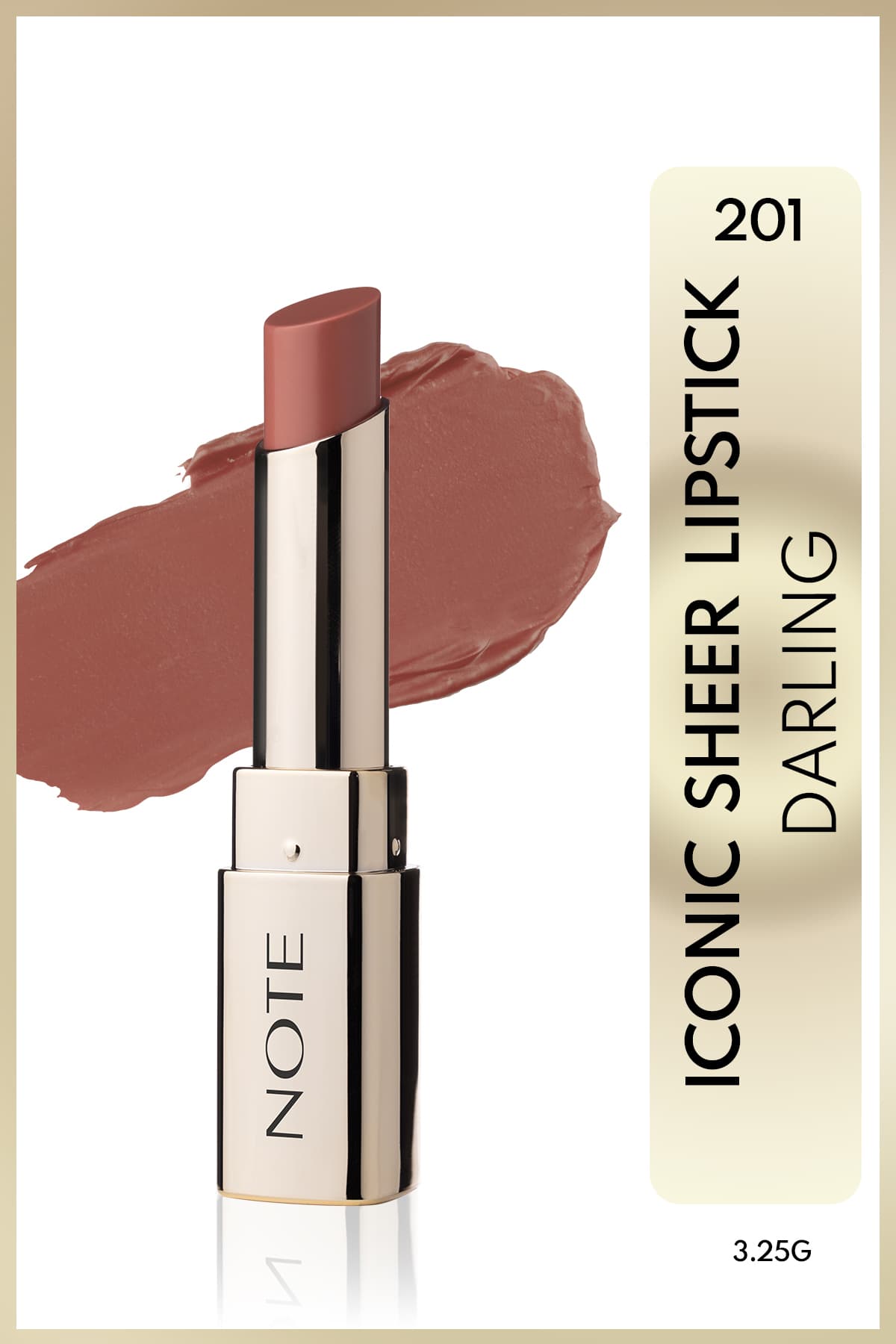 رژ لب Note Cosmetics نمدار براق Iconic Sheer Lipstick مدل 201 Darling رنگ نود رژ لب Note Cosmetics نمدار براق Iconic Sheer Lipstick مدل 201 Darling رنگ نود