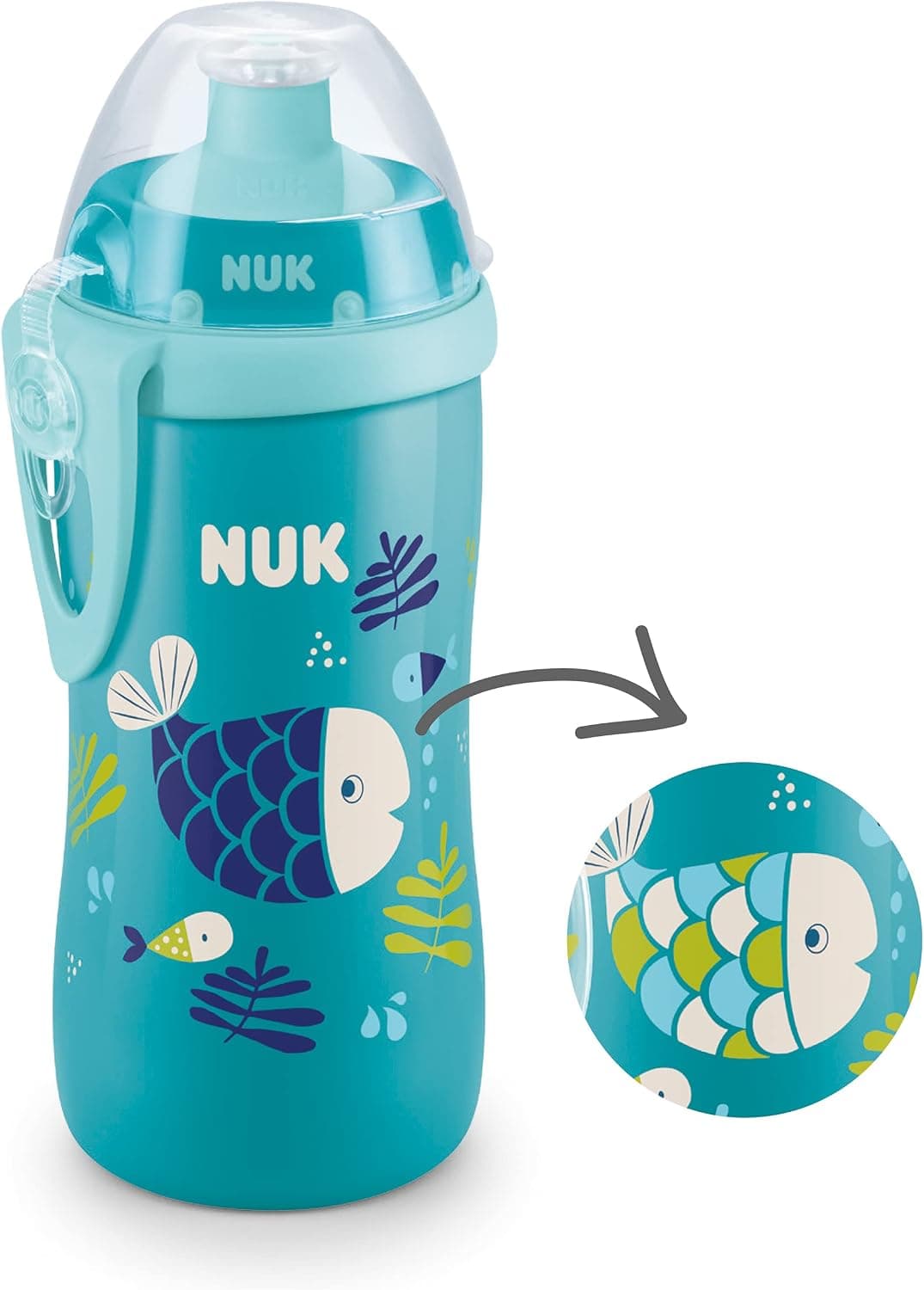 بطری آموزشی NUK کشویی Chameleon Effect ۳۰۰ میلیلیتری فیروزهای مدل Junior Cup بطری آموزشی NUK کشویی Chameleon Effect ۳۰۰ میلیلیتری فیروزهای مدل Junior Cup