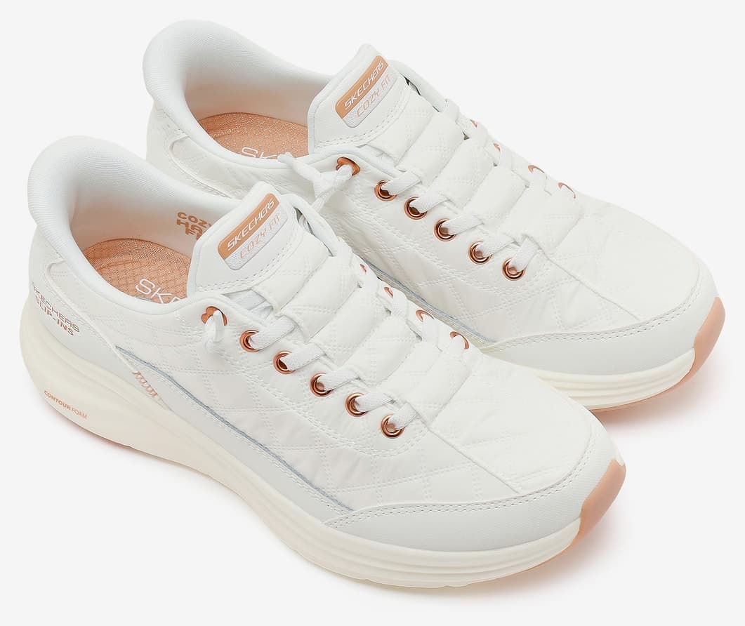 کفش ورزشی زنانه Skechers CONTOUR FOAM سفید صورتی طلایی مدل 150413 WTRG کفش ورزشی زنانه Skechers CONTOUR FOAM سفید صورتی طلایی مدل 150413 WTRG