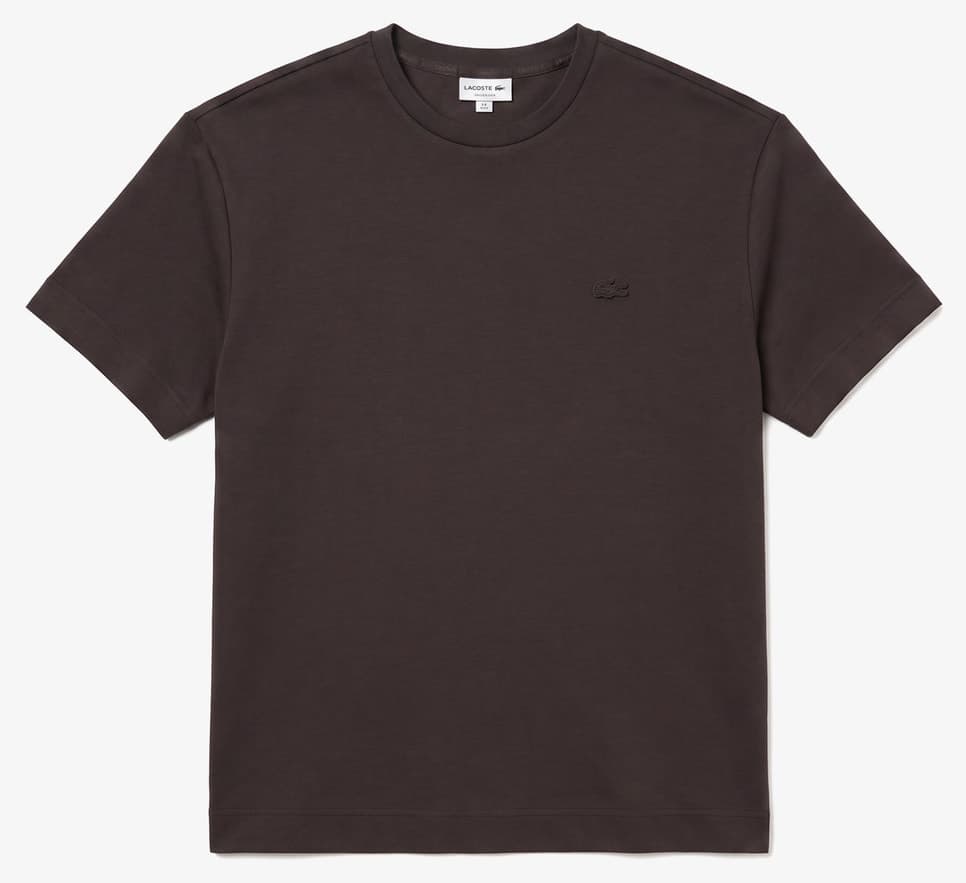 تیشرت مردانه Lacoste اورسایز یقه گرد قهوهای تیشرت مردانه Lacoste اورسایز یقه گرد قهوهای