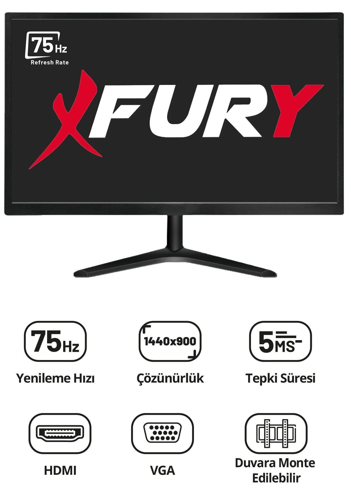 مانیتور LED FURY 19" صفحه عریض 75Hz 5ms ورودی VGA و HDMI مانیتور LED FURY 19" صفحه عریض 75Hz 5ms ورودی VGA و HDMI