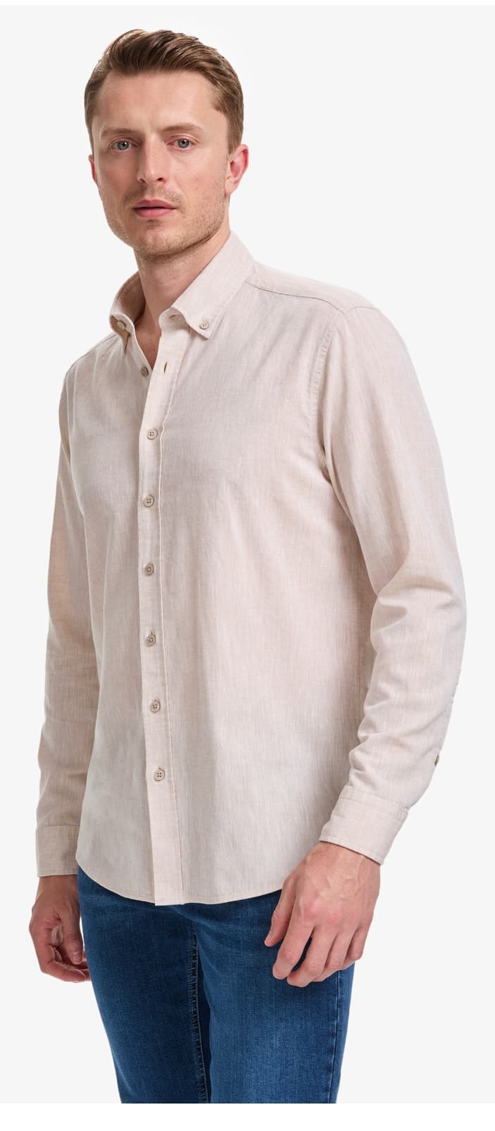 پیراهن مردانه Pierre Cardin بژ کتان مخلوط رگولار فیت آستین بلند مدل 50325356-VR011 پیراهن مردانه Pierre Cardin بژ کتان مخلوط رگولار فیت آستین بلند مدل 50325356-VR011