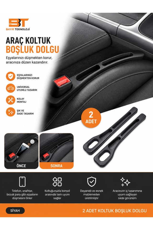 نگهدارنده فضای بین صندلی خودرو Bayırtech انعطافپذیر ضدافتادن موبایل و کیفپول مشکی نگهدارنده فضای بین صندلی خودرو Bayırtech انعطافپذیر ضدافتادن موبایل و کیفپول مشکی