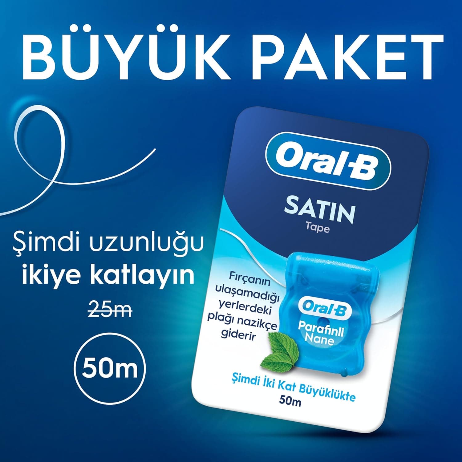 نخ دندان مومی Oral-B Satin Tape با رایحه نعناع 50m نخ دندان مومی Oral-B Satin Tape با رایحه نعناع 50m