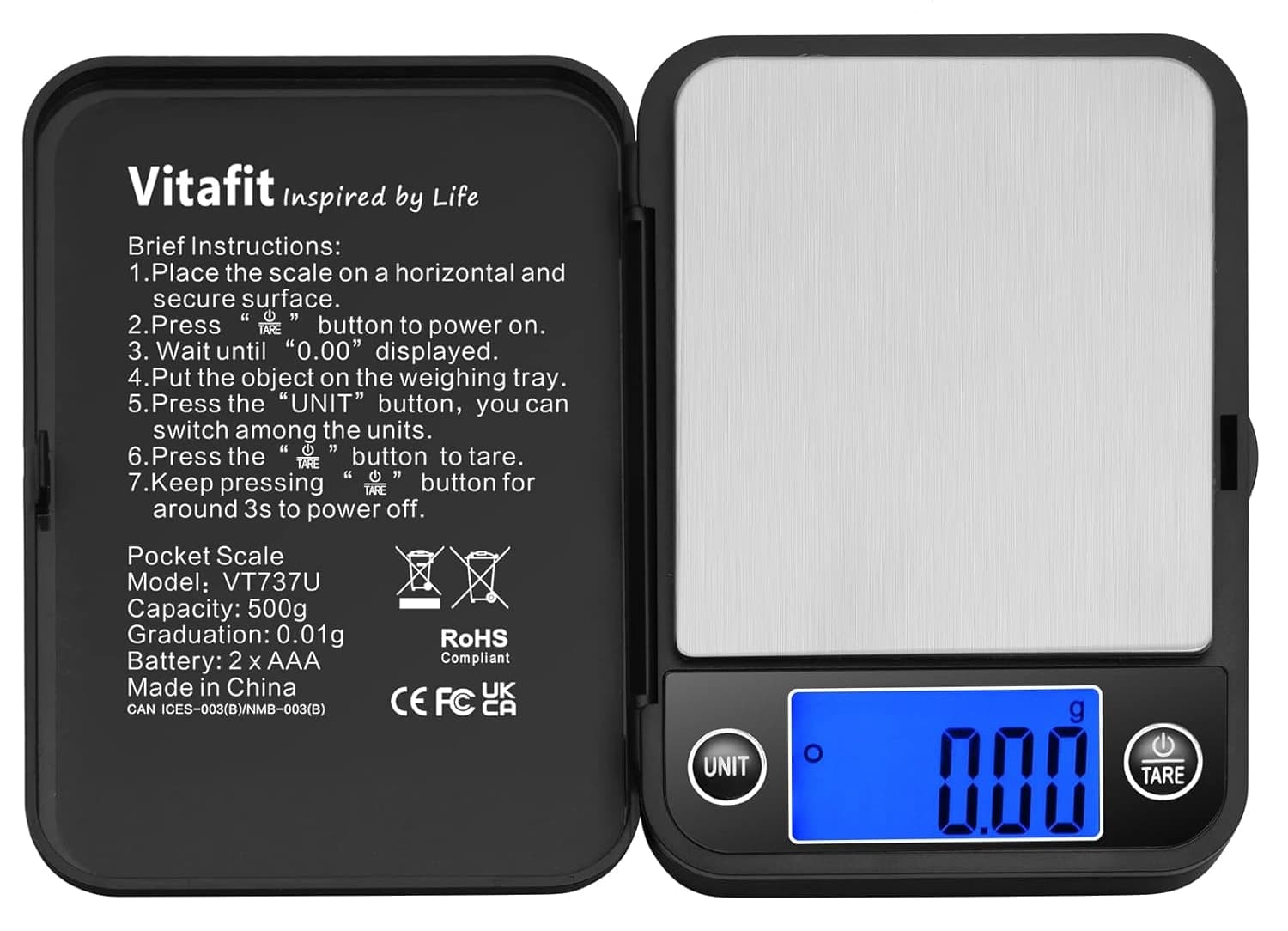 ترازوی جیبی دیجیتال Vitafit با ظرفیت 500g و دقت بالا 0.01g آبی ترازوی جیبی دیجیتال Vitafit با ظرفیت 500g و دقت بالا 0.01g آبی