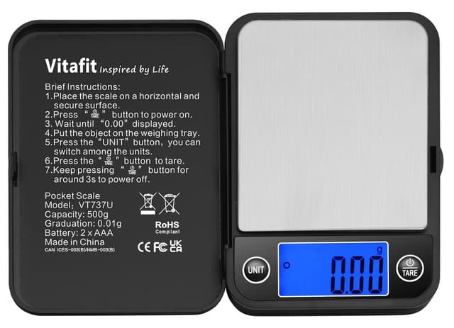 ترازوی جیبی دیجیتال Vitafit با ظرفیت 500g و دقت بالا 0.01g آبی ترازوی جیبی دیجیتال Vitafit با ظرفیت 500g و دقت بالا 0.01g آبی