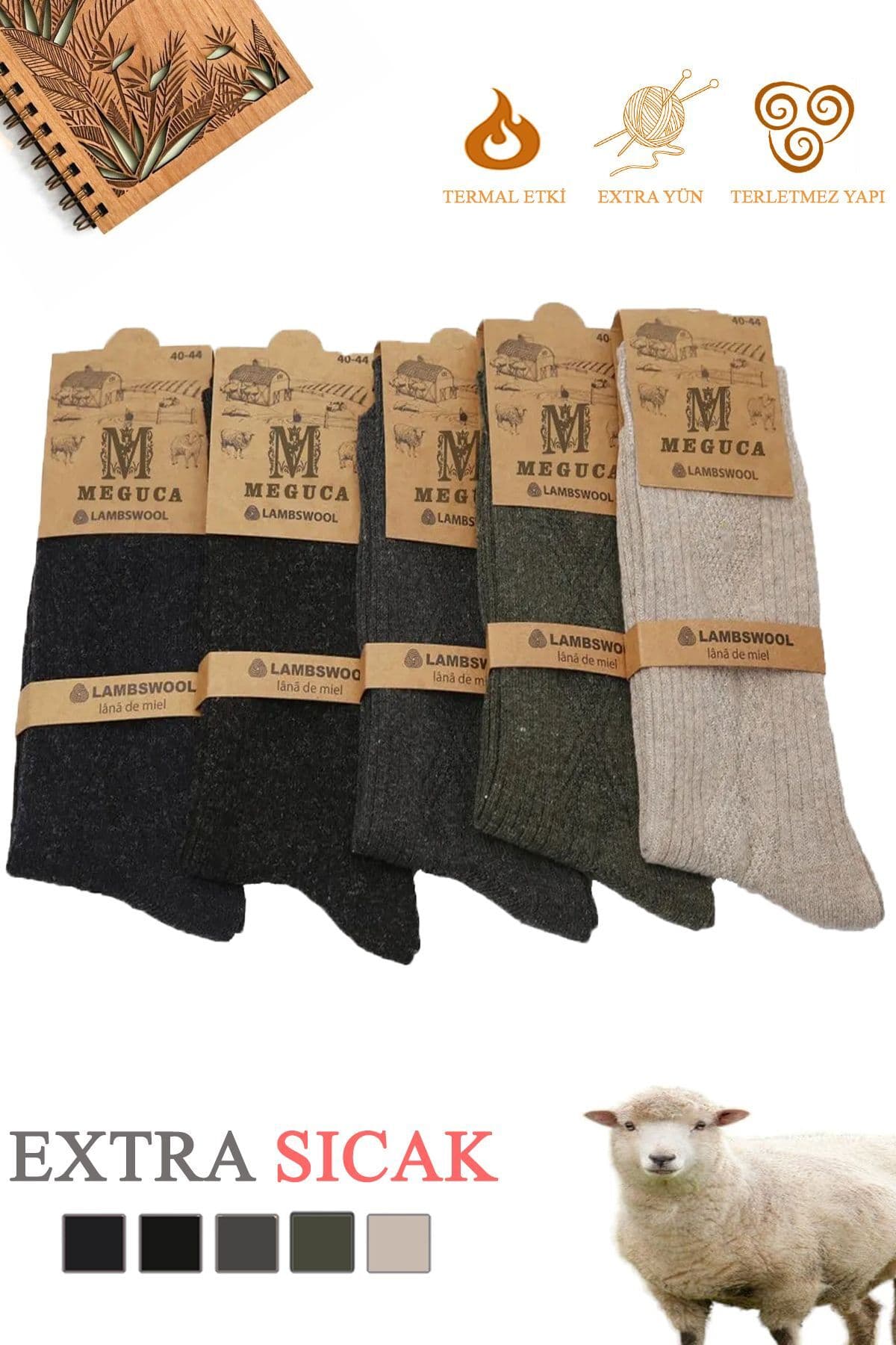 جوراب زنانه Meguca Socks زمستانی فوقالعاده گرم پشم بره ست 5 جفتی جوراب زنانه Meguca Socks زمستانی فوقالعاده گرم پشم بره ست 5 جفتی