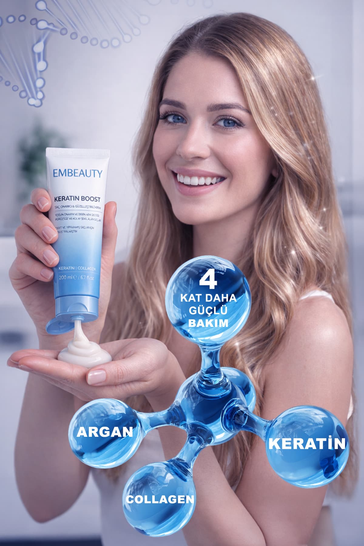 کرم مراقبت مو Embeauty ترمیمکننده و حجمدهنده Keratin Boost 200 ml کرم مراقبت مو Embeauty ترمیمکننده و حجمدهنده Keratin Boost 200 ml
