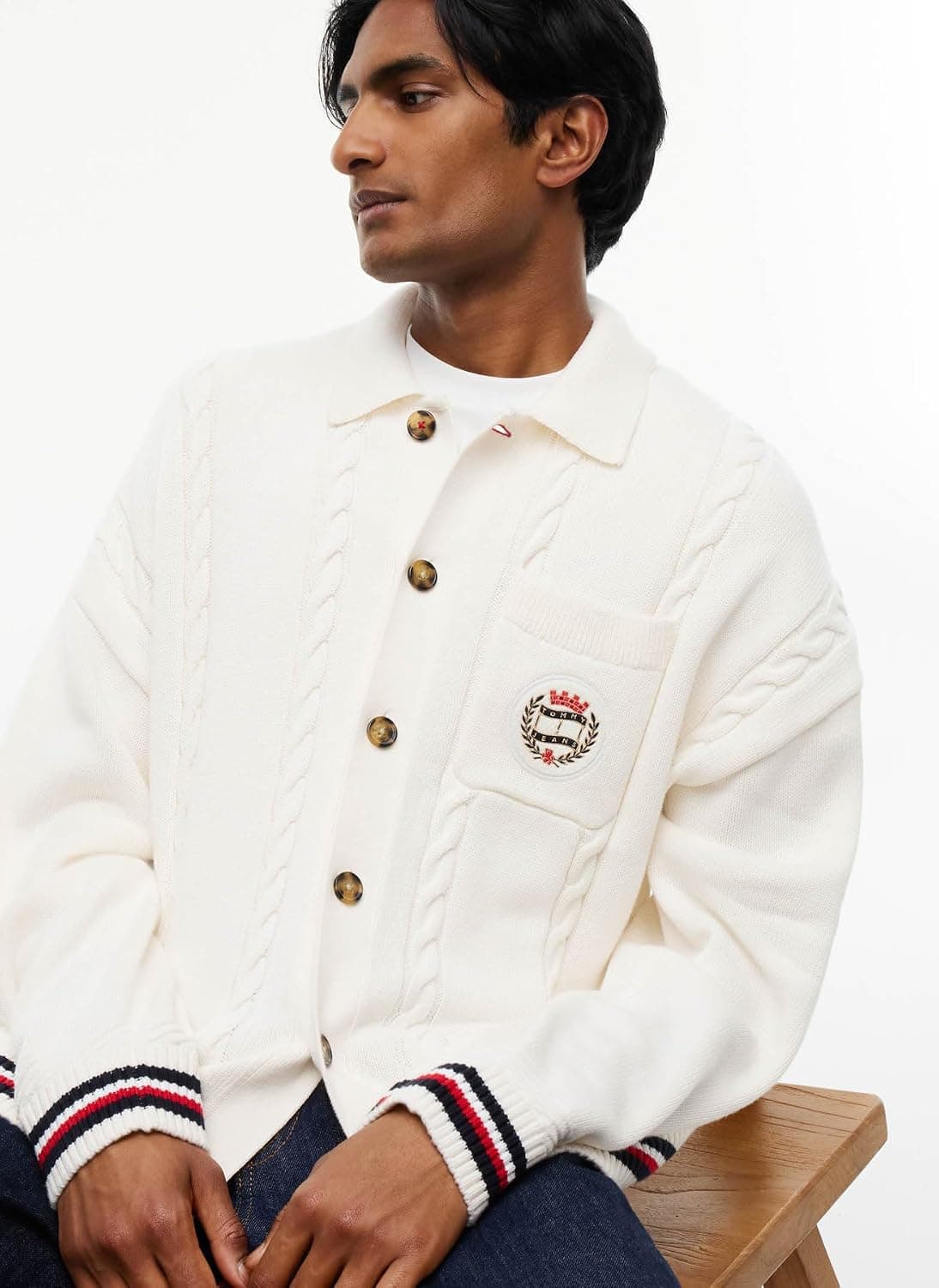 کاردیگان مردانه Tommy Jeans سفید شکسته کاردیگان مردانه Tommy Jeans سفید شکسته