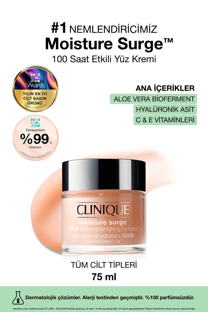 کرم آبرسان صورت Clinique Moisture Surge 100 ساعته آلوئه ورا هیالورونیک اسید 75ml کرم آبرسان صورت Clinique Moisture Surge 100 ساعته آلوئه ورا هیالورونیک اسید 75ml
