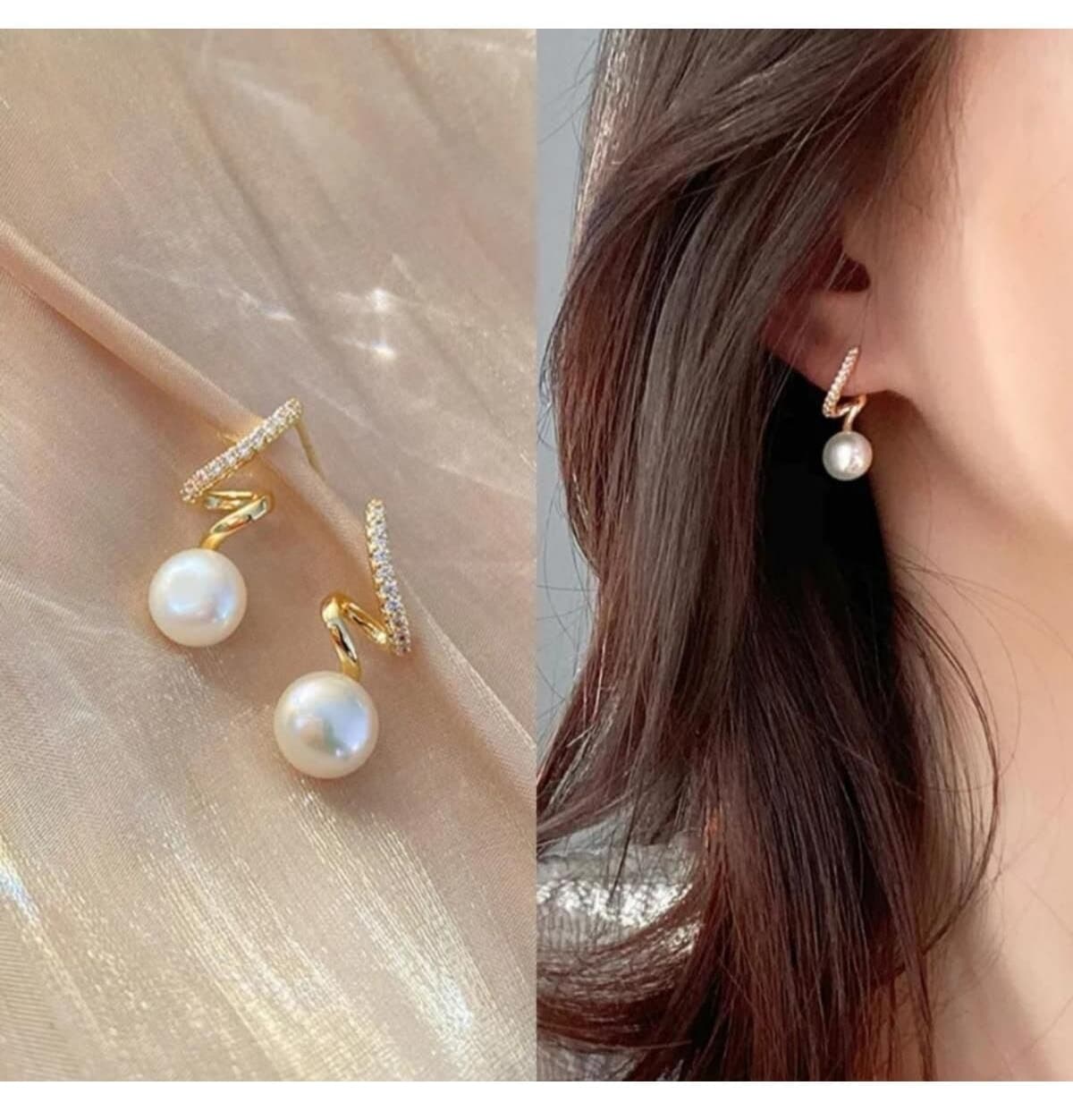 گوشواره زنانه HOBİSY GIFT SHOP طرح مروارید و برگ ضدحساسیت فولادی گوشواره زنانه HOBİSY GIFT SHOP طرح مروارید و برگ ضدحساسیت فولادی