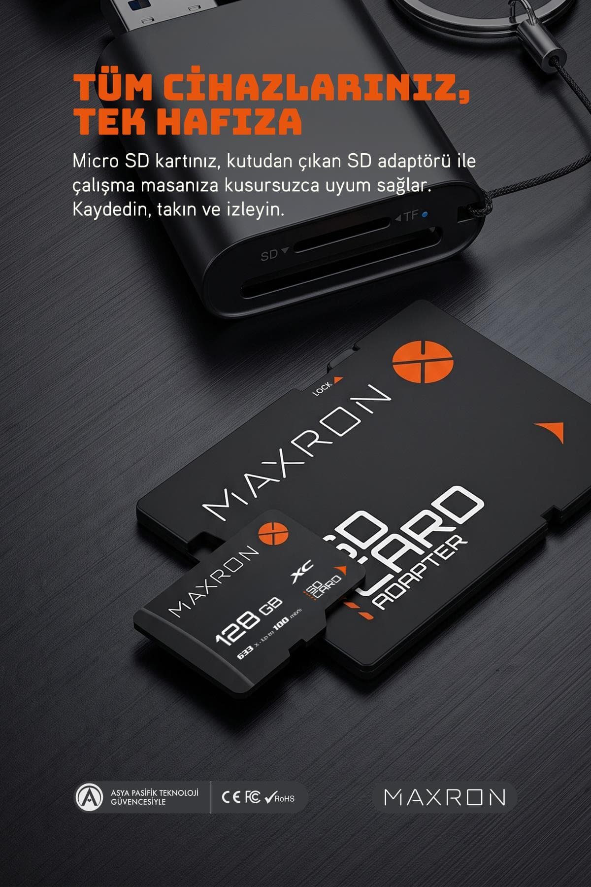کارت حافظه SD با آداپتور Maxron ظرفیت 128 GB سرعت 100 Mb/s کارت حافظه SD با آداپتور Maxron ظرفیت 128 GB سرعت 100 Mb/s