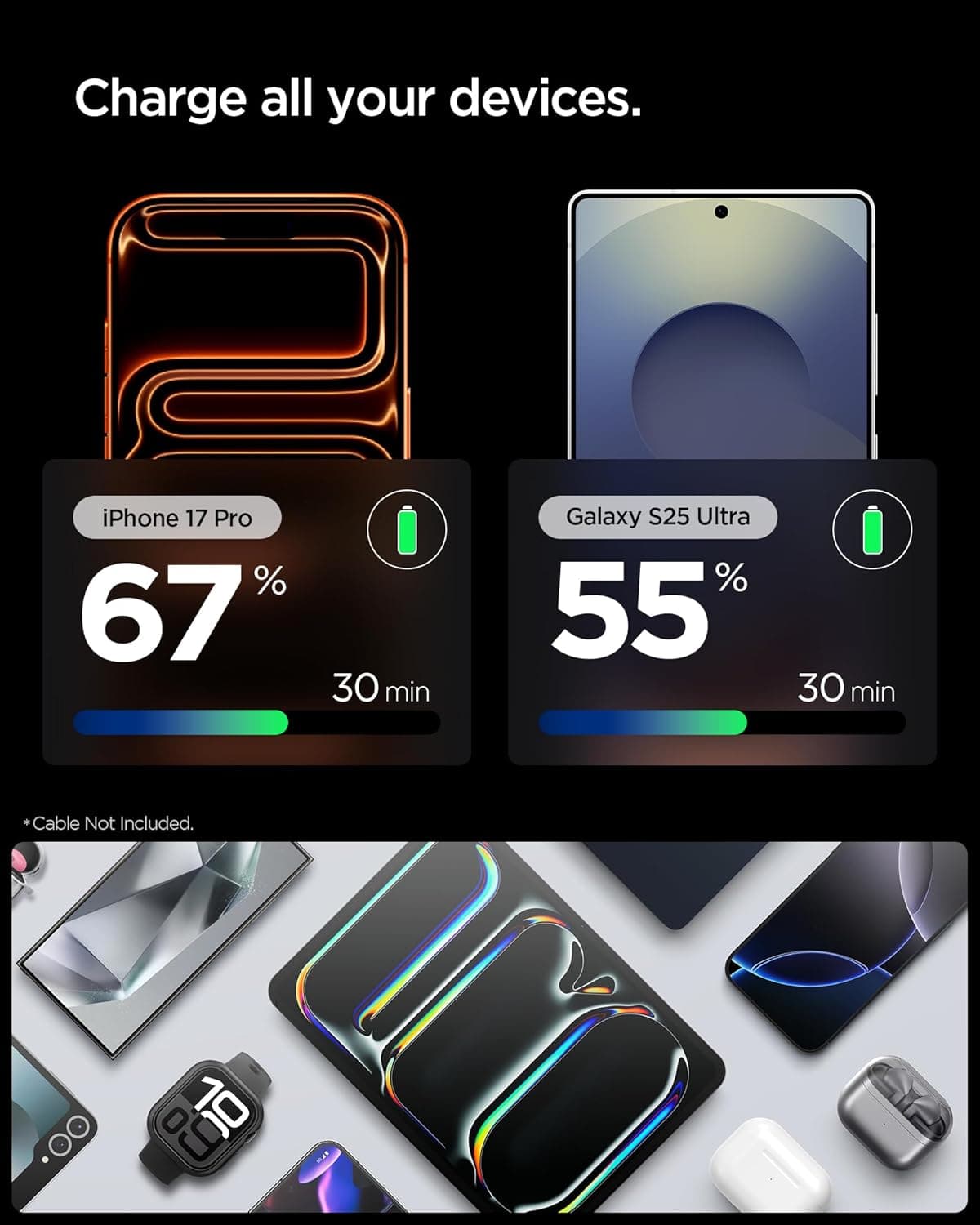 آداپتور شارژ 30W USB-C Spigen با شارژ سریع PPS و GaN Pro، سفید مدل ACH08449 آداپتور شارژ 30W USB-C Spigen با شارژ سریع PPS و GaN Pro، سفید مدل ACH08449