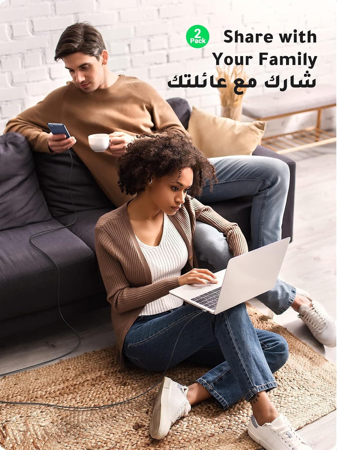 کابل مردانه UGREEN بافتهشده USB A به USB C 18W 1M 2Pack کابل مردانه UGREEN بافتهشده USB A به USB C 18W 1M 2Pack