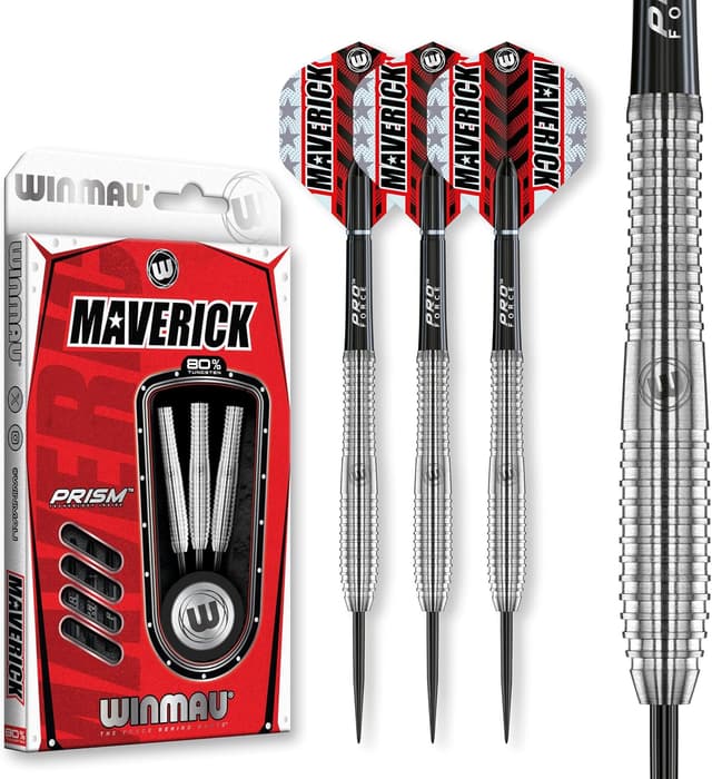 ست دارت حرفهای WINMAU Maverick نوک فولادی تنگستن 21-25 گرم با پر و شفت ست دارت حرفهای WINMAU Maverick نوک فولادی تنگستن 21-25 گرم با پر و شفت