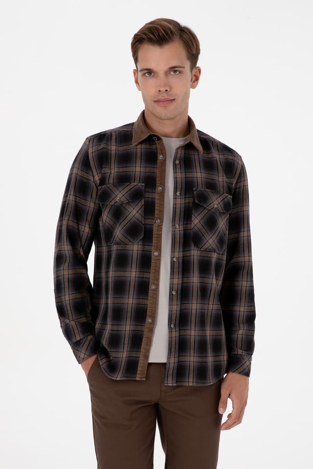 پیراهن آستینبلند مردانه قهوهای U.S. Polo Assn. مدل 50313432-VR029 پیراهن آستینبلند مردانه قهوهای U.S. Polo Assn. مدل 50313432-VR029
