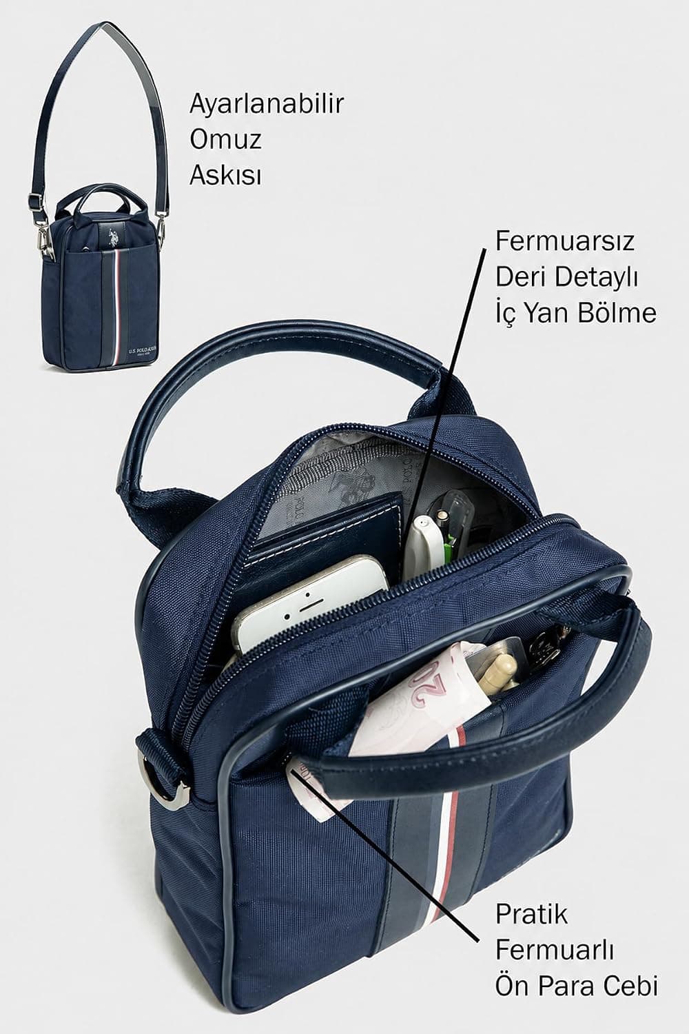 کیف پیامرسان مردانه U.S. POLO ASSN. سرمهای پارچهای با بند دوشی مدل 26059 کیف پیامرسان مردانه U.S. POLO ASSN. سرمهای پارچهای با بند دوشی مدل 26059