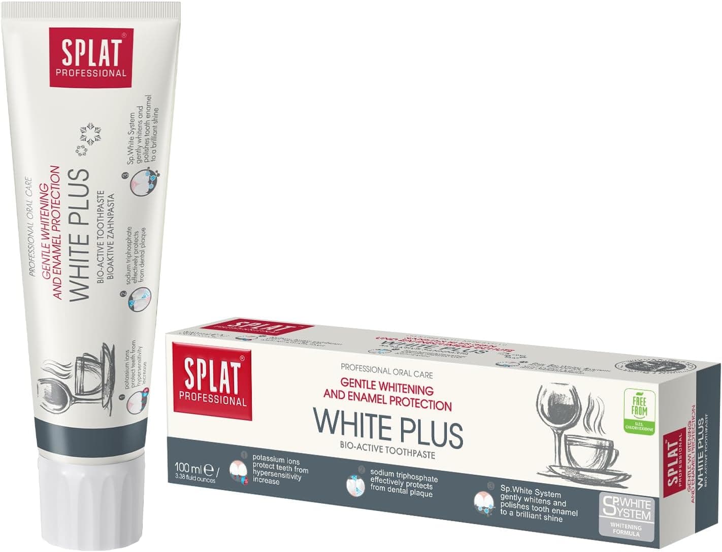 خمیردندان سفیدکننده فلورایددار SPLAT مدل Professional White Plus 100 ml خمیردندان سفیدکننده فلورایددار SPLAT مدل Professional White Plus 100 ml