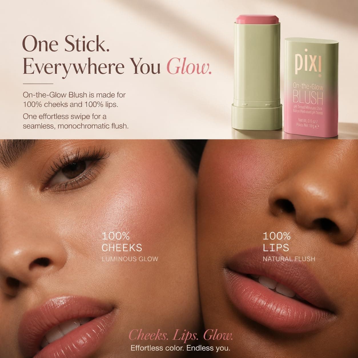 رژگونه استیکی لب و گونه Pixi مدل On-the-Glow CheekTone، آبرسان رنگی واکنشپذیر با pH، 19g رژگونه استیکی لب و گونه Pixi مدل On-the-Glow CheekTone، آبرسان رنگی واکنشپذیر با pH، 19g
