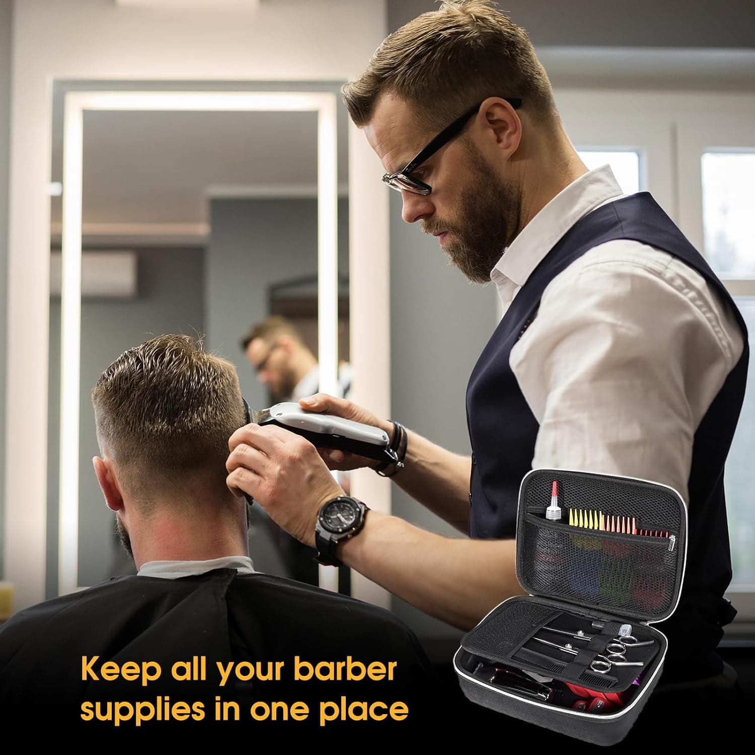 کیف آرایشگری مردانه ProCase سخت، قابل شستوشو و ضدروغن با سینی داخلی لغزنده کیف آرایشگری مردانه ProCase سخت، قابل شستوشو و ضدروغن با سینی داخلی لغزنده