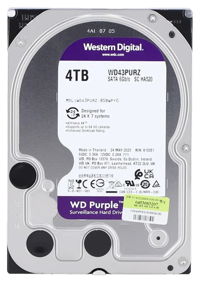 هارد دیسک Western Digital سری WD Purple ظرفیت 4TB 5400 Rpm مدل WD43PURZ هارد دیسک Western Digital سری WD Purple ظرفیت 4TB 5400 Rpm مدل WD43PURZ