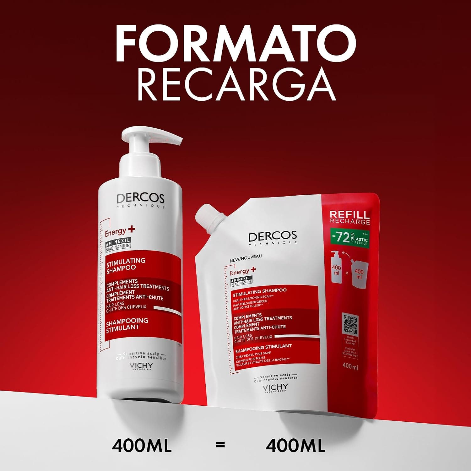 شامپو VICHY Dercos Energy+ ضد ریزش بسته پرکن 400 ml شامپو VICHY Dercos Energy+ ضد ریزش بسته پرکن 400 ml