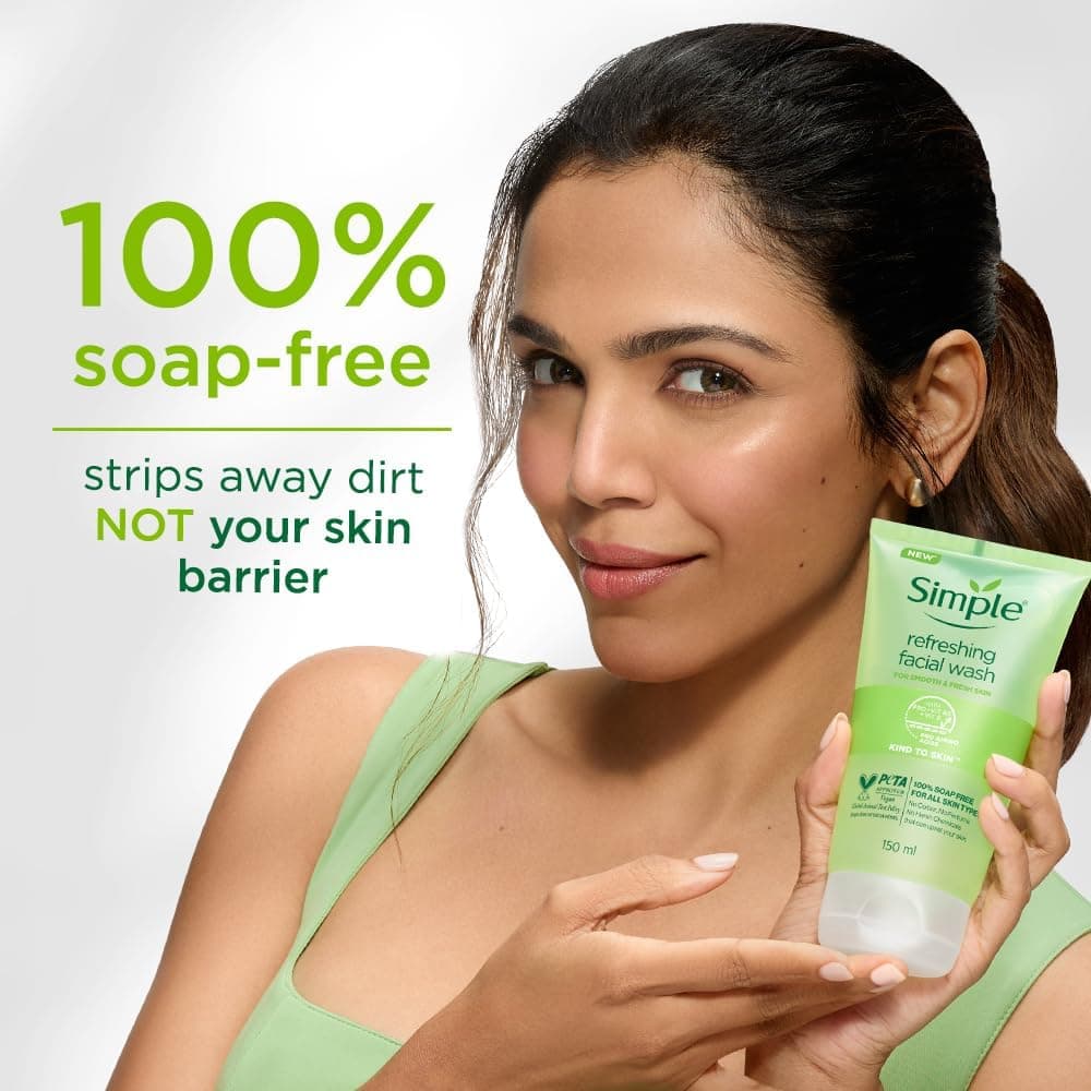 ژل شستشوی صورت Simple تازهکننده پاککننده آرایش با پروویتامین B5 مناسب پوست حساس 150ml ژل شستشوی صورت Simple تازهکننده پاککننده آرایش با پروویتامین B5 مناسب پوست حساس 150ml