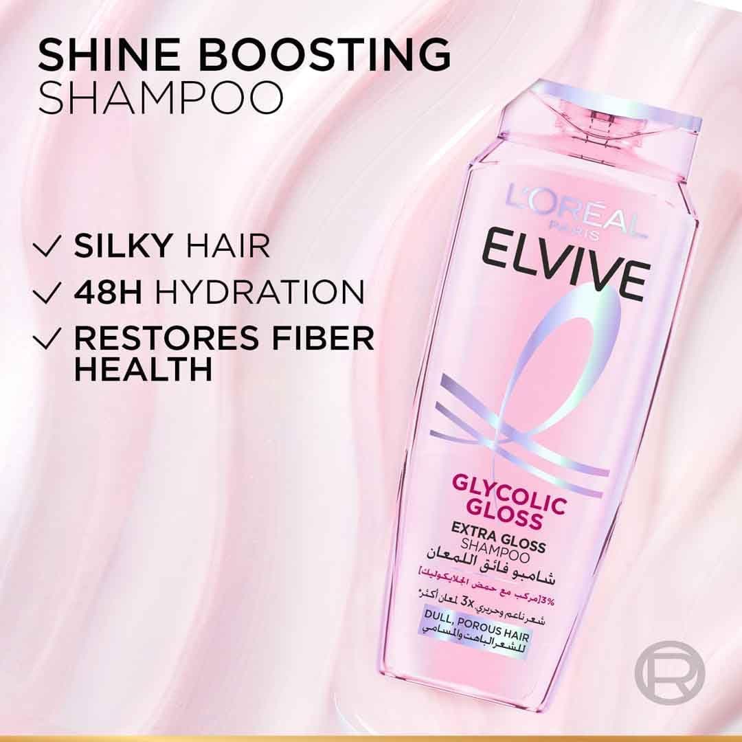 شامپو L'Oreal Paris Elvive Glycolic Gloss با کمپلکس صافکننده 3% و اسید گلیکولیک 400 ml شامپو L'Oreal Paris Elvive Glycolic Gloss با کمپلکس صافکننده 3% و اسید گلیکولیک 400 ml