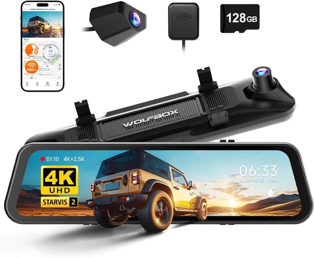 دوربین داشبورد آینهای WOLFBOX با نمایشگر ۱۲ اینچی مدل G900 PRO دوربین داشبورد آینهای WOLFBOX با نمایشگر ۱۲ اینچی مدل G900 PRO