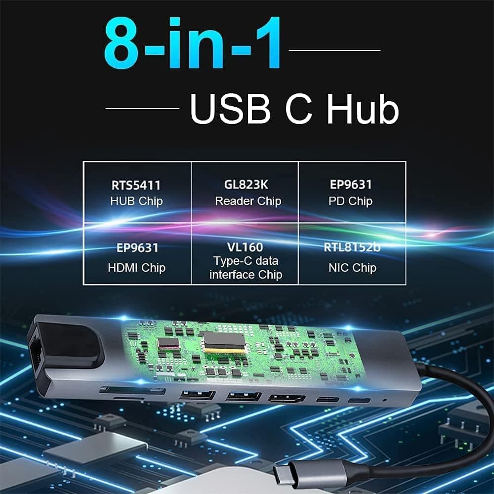 هاب USB C OTCPP 8 در 1 HDMI 4K 60Hz PD 100W هاب USB C OTCPP 8 در 1 HDMI 4K 60Hz PD 100W