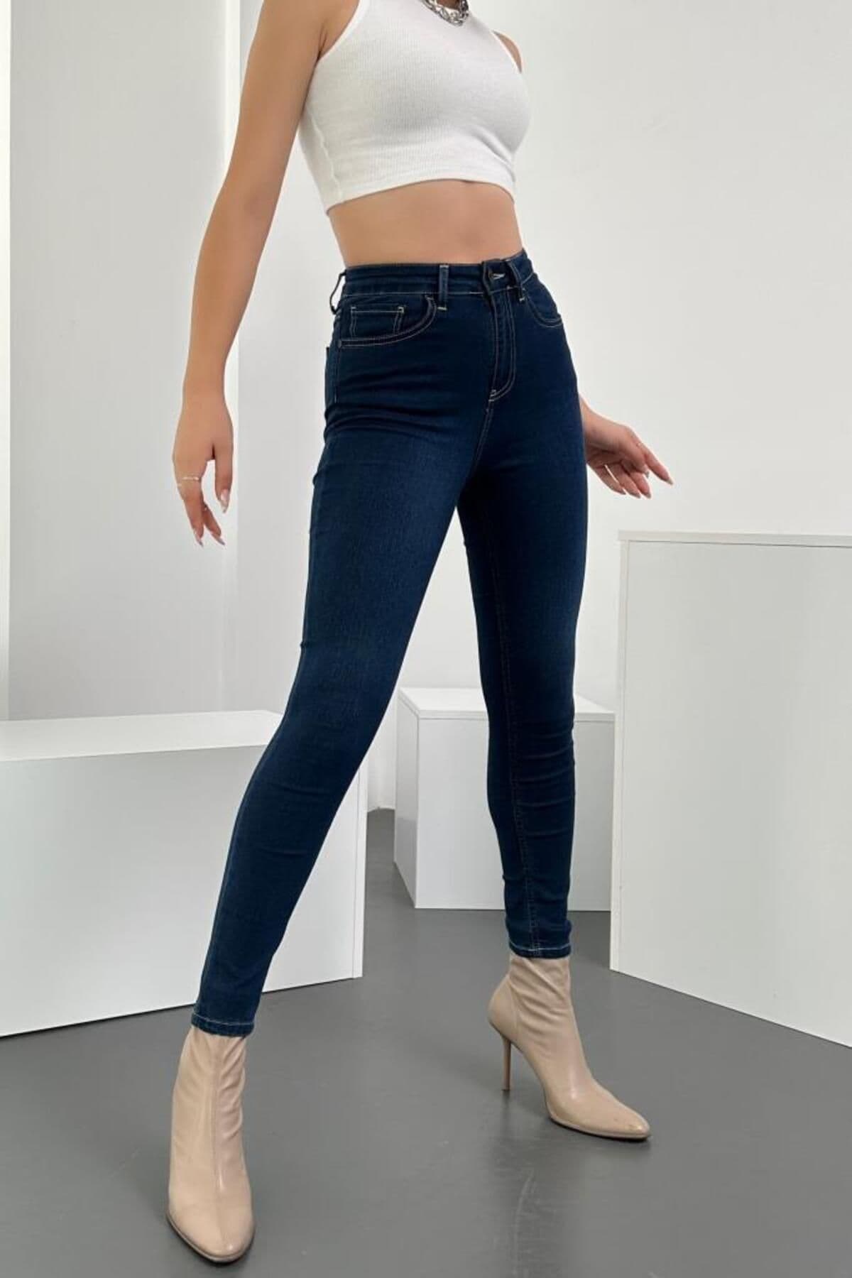 شلوار جین زنانه HLT JEANS آبی سوپر اسکینی فیت کمر بلند کشی مدل JENNİE-B.BLACK-A شلوار جین زنانه HLT JEANS آبی سوپر اسکینی فیت کمر بلند کشی مدل JENNİE-B.BLACK-A