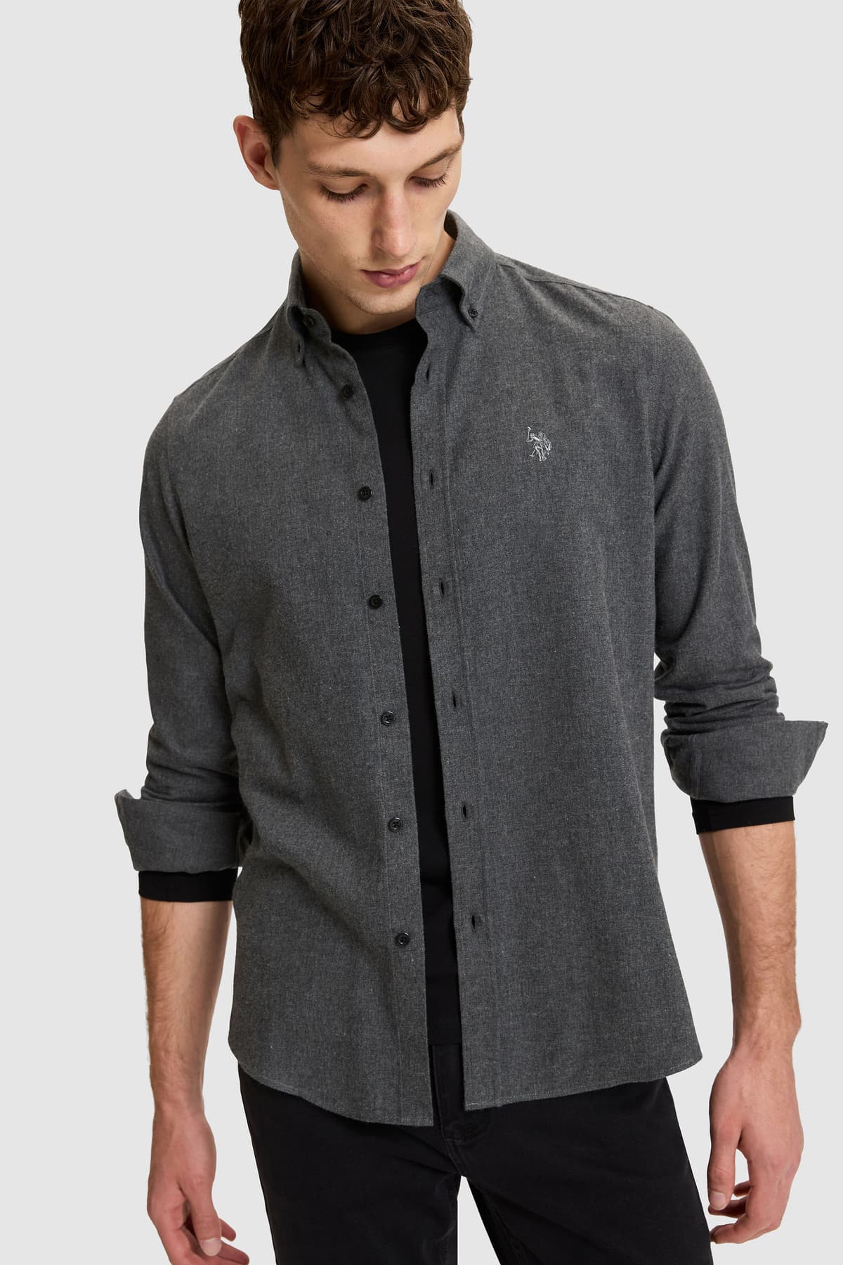 پیراهن مردانه U.S. Polo Assn. مشکی اسلیم فیت آستین بلند بیسیک مدل 50332397-VR046 پیراهن مردانه U.S. Polo Assn. مشکی اسلیم فیت آستین بلند بیسیک مدل 50332397-VR046